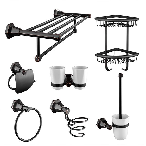 

all copper towel rack european bathroom hardware black bath towel rack pendant set, bathroom accessories 5458