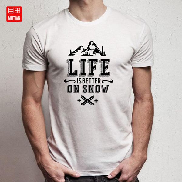 

life is better on snow ski t shirt, White;black