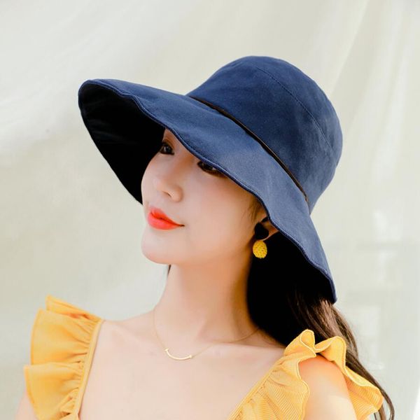 

bucket hat wide brim summer hat for women solid plain packable fishing ladies fisherman cap anti-uv women sun, Blue;gray