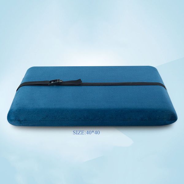 

1 pc 40*40 chair cushion memory foam double cover short plush fabric with strap buckle belt design royal blueseat pillow