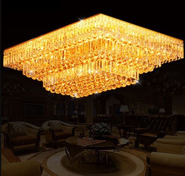 Phube Lighting Beautiful Gold Crystal Ceiling Light Fixture Chrome Crystal Ceiling Light Square Shape Or Rectangle Shape Llfa Long Chandelier Simple