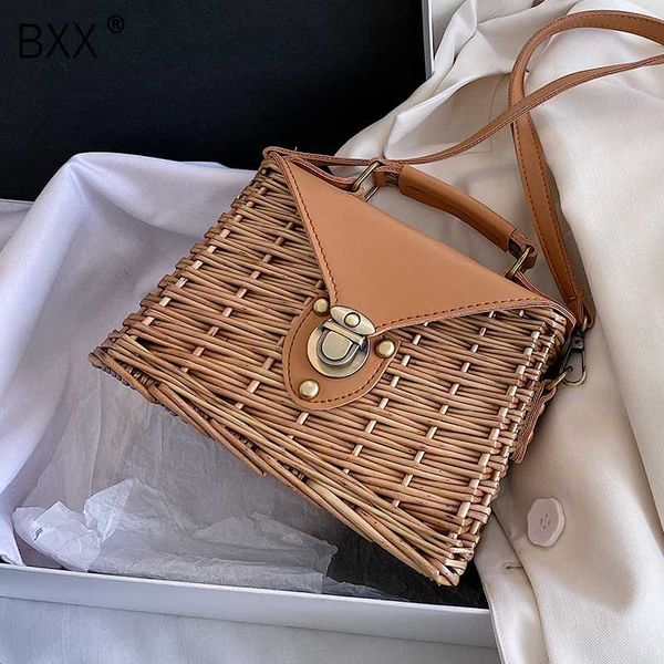 

bxx] straw bucket bags for women 2020 summer small shoulder handbags female travel totes lady fashion new hand bag hm176