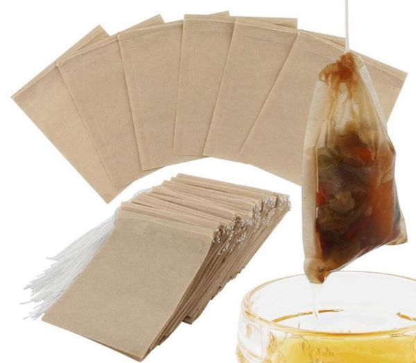 

100pcs/lot tea filter bags natural unbleached paper tea bag disposable tea infuser empty bag with drawstring for herbs coffee 6*8cm