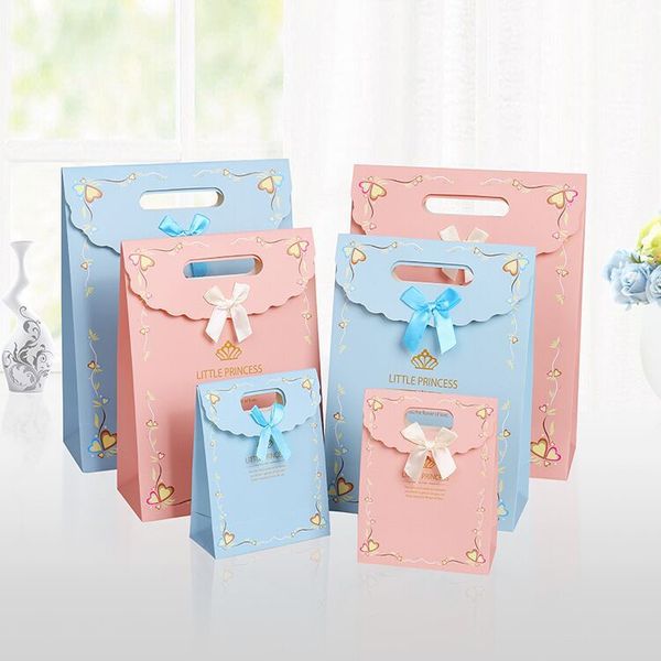 

10pcs kraft paper bag with handle princess gift packaging bag for candy cake box small jewelry party bags