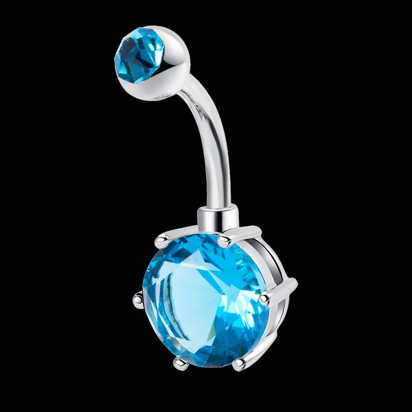 

mixed blue crystal belly bars belly button rings belly piercing zircon gift body jewelry navel piercing rings wholesale, Silver