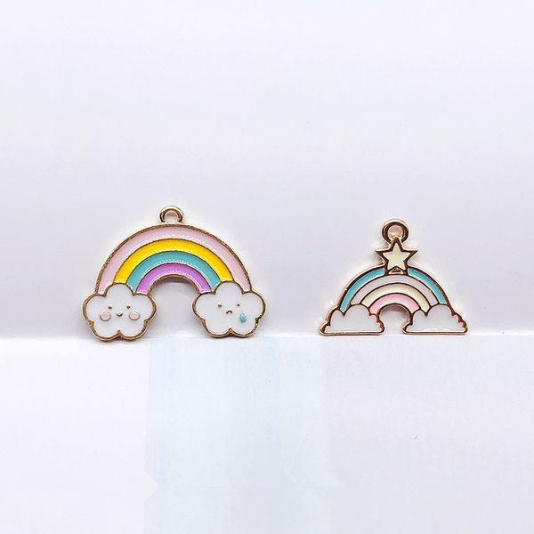 

10pcs/pack rainbow clouds enamel charms earring pendant diy craft for bracelet jewelry finding handmade metal golden, Bronze;silver