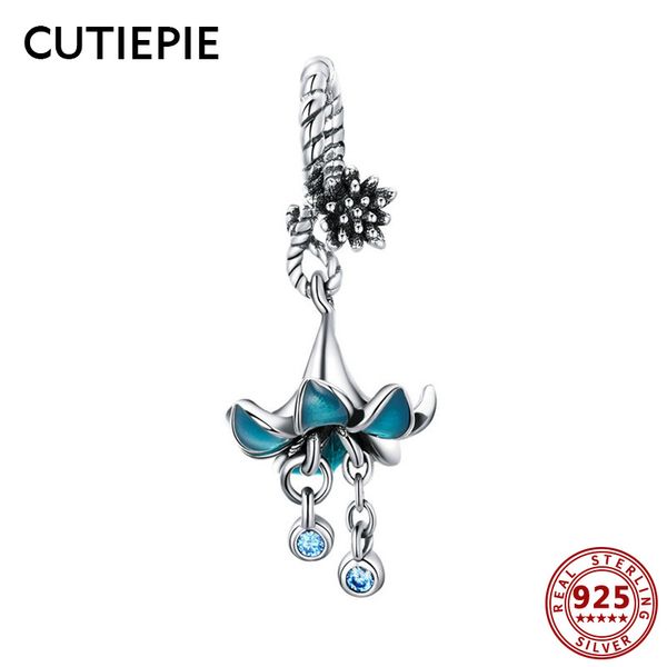 

cutiepie 100% real 925 sterling silver dream orchid charms fit charm bracelets pendant necklace for women silver jewelry gifts, Blue;slivery