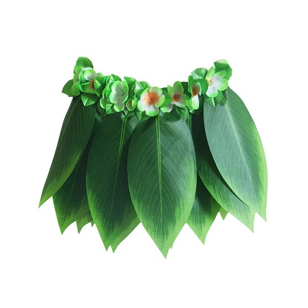 

1 pc hawaiian artificial flowers leaf green grass hula ti leaf costume skirt for beach luau party