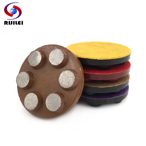 

rijilei 5pcs/set 4" diamond floor polishing pad 100mm metal bond concrete polishing pad stone diamond grinding disc wfd12b