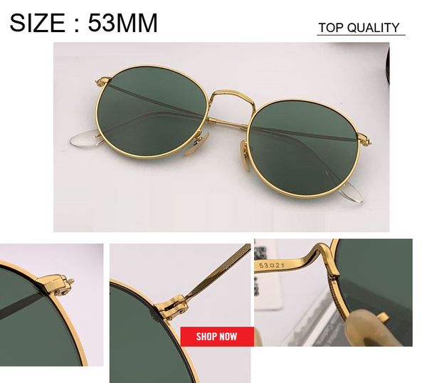

new wholesale vintage round sunglasses women brand designer circle sun glasses for female ladies man uv400 oversized 53mm uv400 rd3447 gafas, White;black