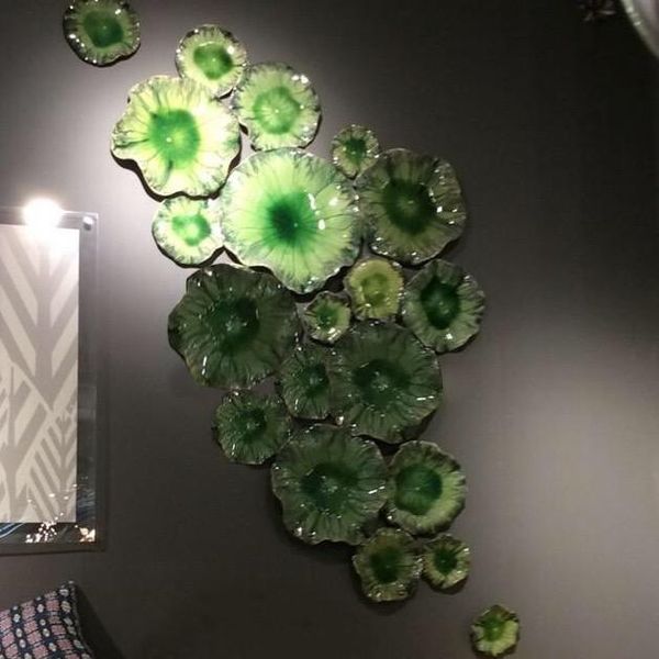 

modern lotus leaf plates wall art new style murano flower glass hanging plates wall art for l shop restaurant home decoaration