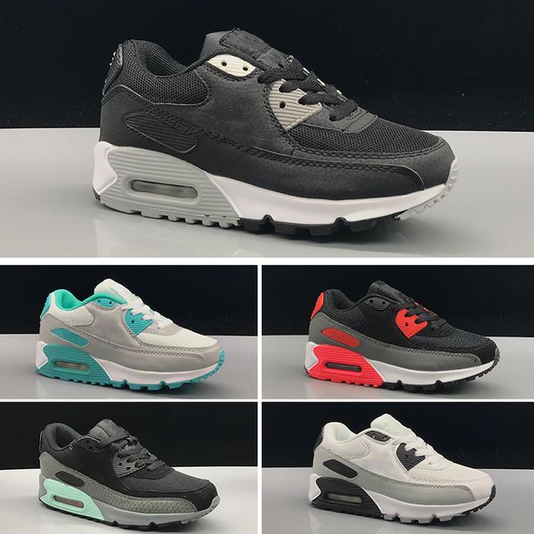 

nike air max 90 2018 младенец мальчик девочка дети молодежь дети 90-е годы работает спортивная обувь пират черный классический 90 кроссовки, Black