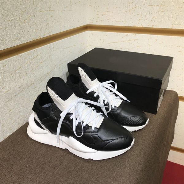 

men casual shoe y3 chunky leather casual shoes y-3 thick bottom large size casual shoes size 36-46, Black