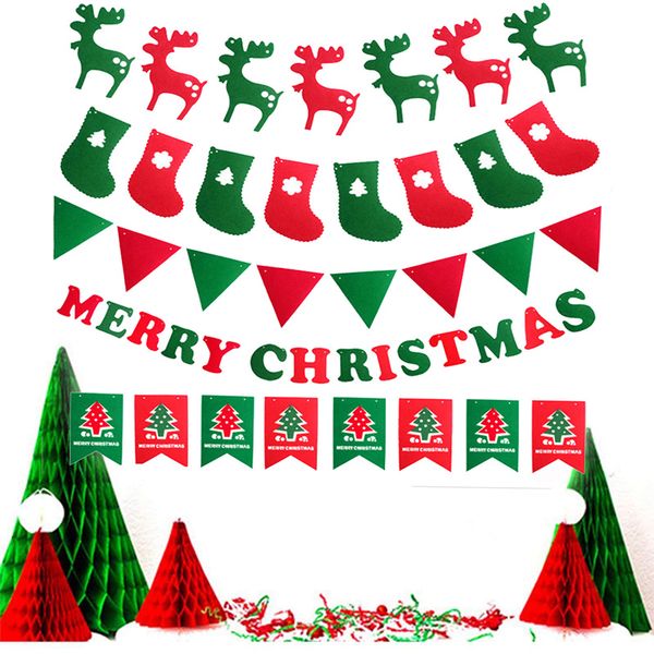 

felt merry christmas banners xmas pendant hanging decorations elk deer sock christmas tree garlands bunting banner navidad 2020