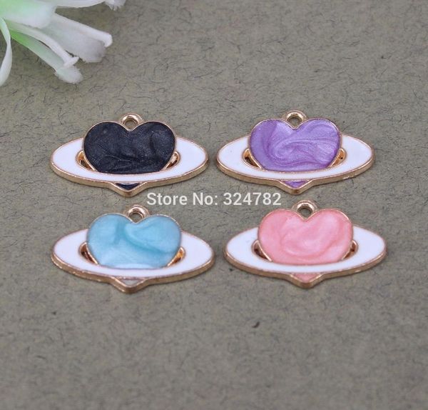 

20pcs fashion metal lovely enamel heart shape pendant beads for making jewelry, Bronze;silver