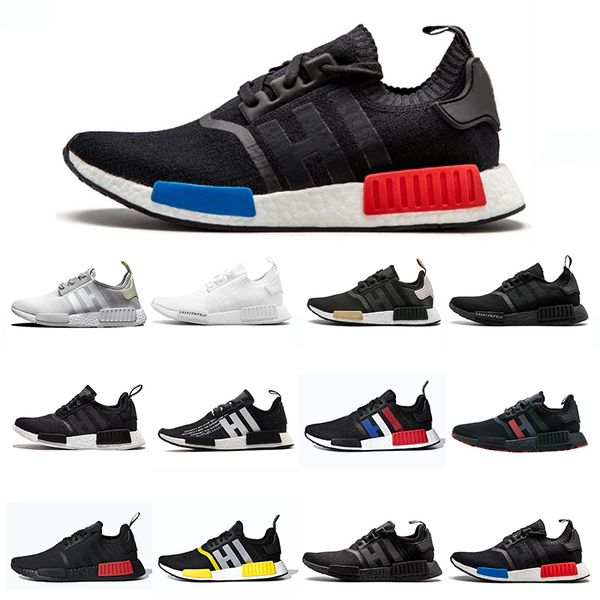 

High Quality NMD Atmos Thunder Bred R1 Running Shoes Fashion OREO Triple Black White Primeknit Sports Designer Sneakers Trainers Eur 36-45