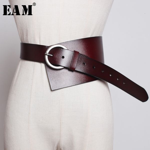 

eam] pu leather multicolor asymmetrical wide long belt personality women new fashion tide all-match autumn winter 2020 1k756, Black;brown