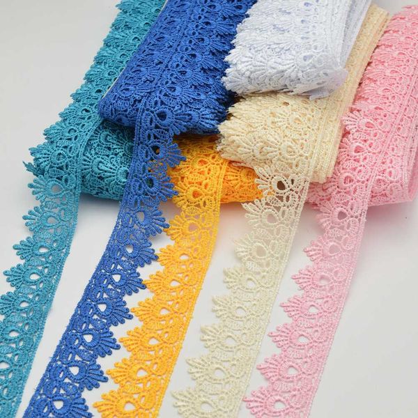 

15yards venise lace trim wedding diy crafted sewing polyester lace wholesale 4.5cm, Pink;blue