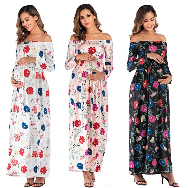 

maternity dresses for p shoot pregnancy dress vestidos pregnant maternity dress vestido print a-line long sleeve s-2xl z4, White