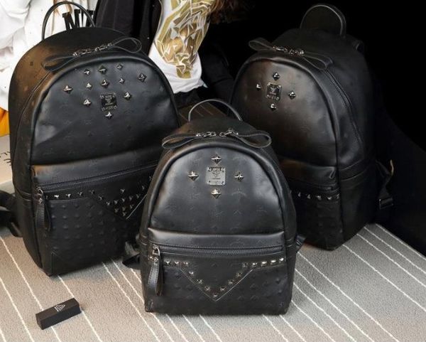 

punk style rivet backpack fashion men women knapsack m stylish shoulder bag designer bag high-end pu school bag