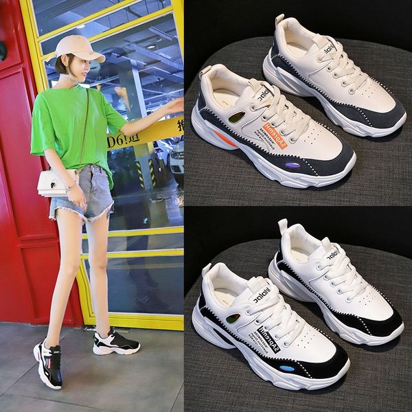 

yrrfuot casual shoes for women trend lace-up woman fashion sneaker loafers new zapatos mujer casual shoes for women light, Black