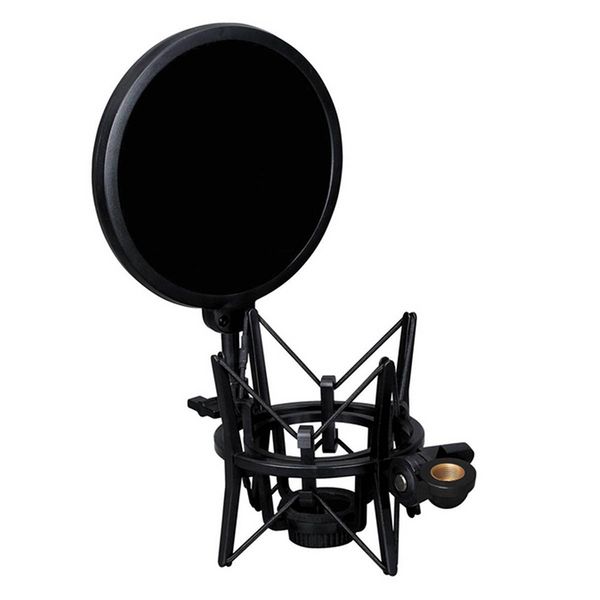 

professional microphone holder with integrated microphone mic shield filter