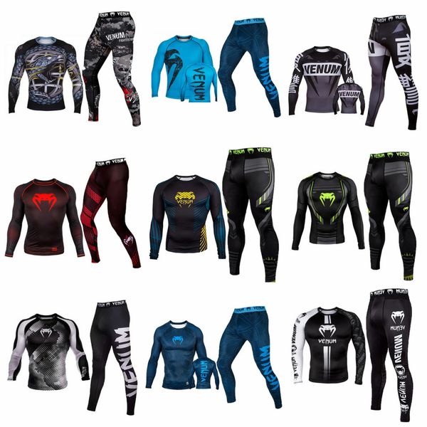 

Вторая кожа бокс сжатия Джерси + брюки рашгард кикбоксинг Велоспорт ММА узкие дли