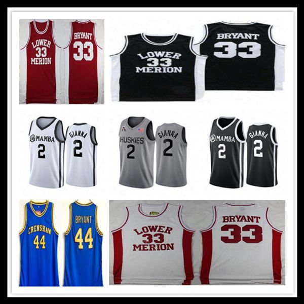 Cheap Mamba Lower Merion # 33 Bryant High School de College Basketball Jersey 44 Hightower Crenshaw Swen Gianna Maria Onore 2 Gigi shirt Boa