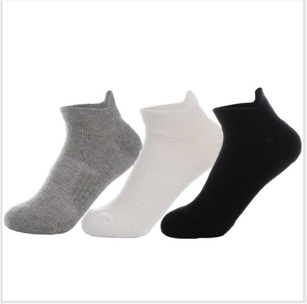 

outdoor running socks in autumn and winter men and women combed cotton breathable shock absorber basketball towel bottom boat socks, Black