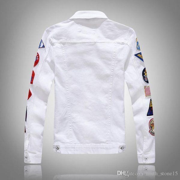 

2020 spring new men's sleeve more labeling white denim jacket design spring jacket coats single-breasted size m-5xl, Black;brown