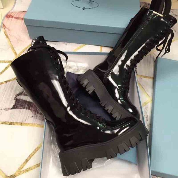 

designer-ury women's winter boots, super-lacquer boots, muffin thick-soled boots,size:35-40, Black