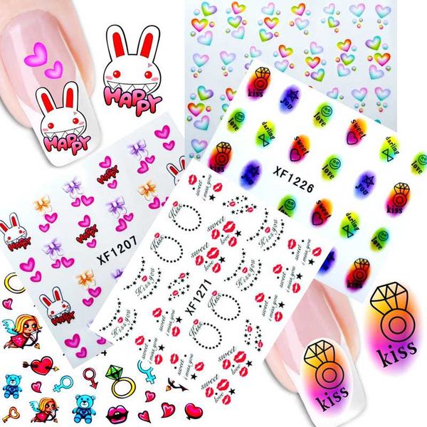 

2019 nail art украшения наклейки валентина любовь ногтей наклейки воды diy наклейки советы happy sweet art наклейка 24 шт, Black