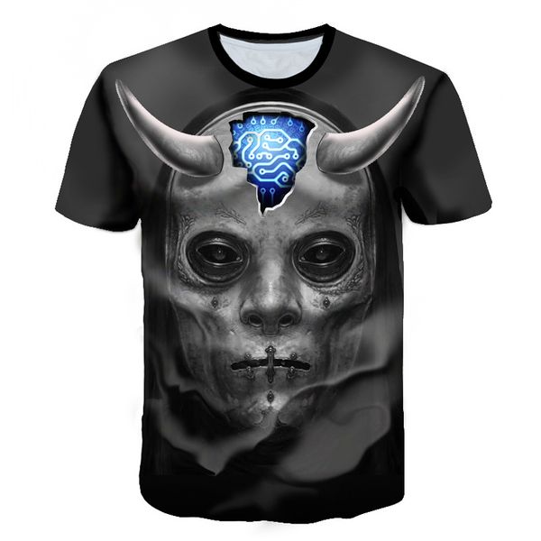 

2020 new large s-5xl men's 3d digital printed t-shirt fashion summer t-shirt cool lonely men's hip-hop fashion t-shirt, White;black