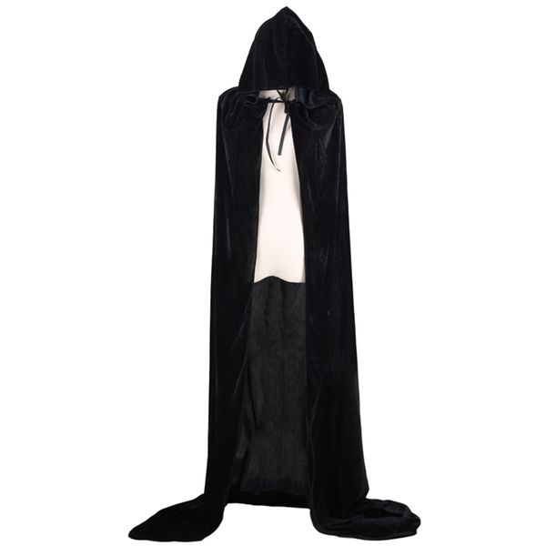 

cloak hooded party role play velvet halloween long cape fancy dress, Black;white