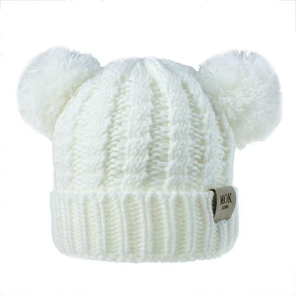

crochet wool hats boys baby girls hats wholesale children poms designer pom knitted beanies handmade bonnets hat winter caps kids iixof, White;black