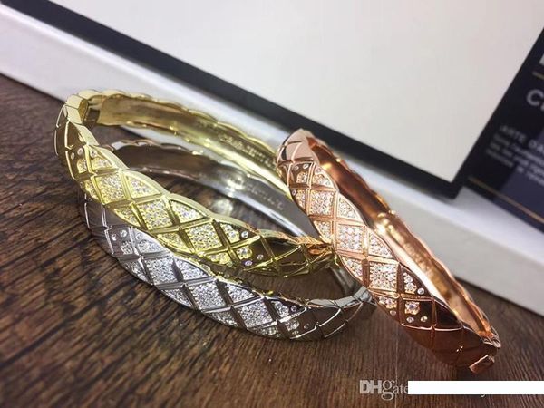 

the latest rhombic bracelet high-end custom inlaid high carbon drill bracelet high jewelry bracelet rose gold women bracelets, Black
