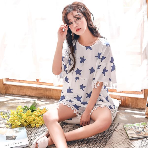 

casual women lingerie short sleeve pajama set short pants o neck homewear sleep wear night suit, Black;red