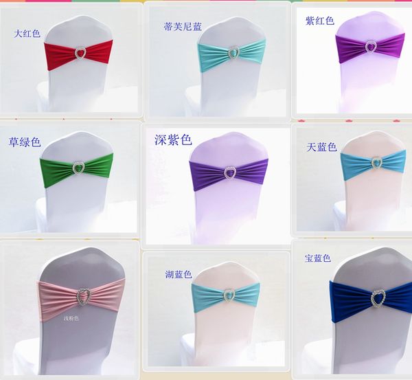 

100 chair cover flower chair back flower bow lycra spandex stretch wedding event cover band sashes heart-shape buckle