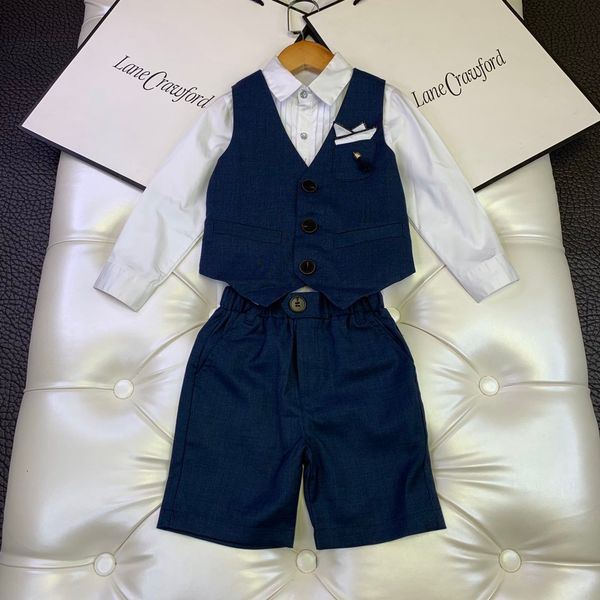 

kids clothing sets kids clothes boys vest shirt jacket trousers pants 3pcs sets 200207-43#0324, White