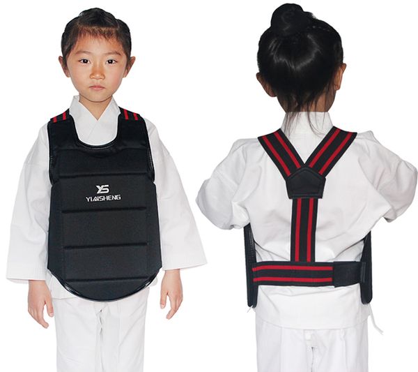 

child taekwondo karate chest guard vest boxing karate breast protector protection equipment, Black;blue