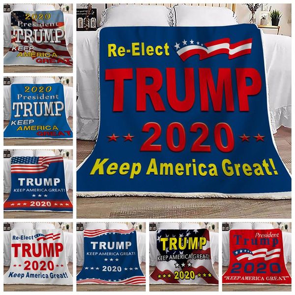

trump 2020 blanket 3d print 150*130cm thicken kids winter plush shawl make america great again bed sofa fleece wrap waddling xd22523