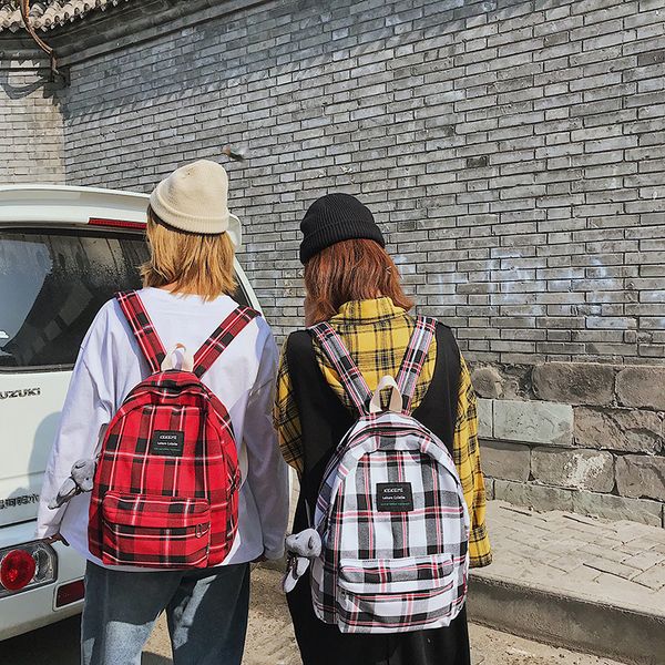 

rucksack simple style ladies backpack backpack school style school bag plaid girl leisure travel bag