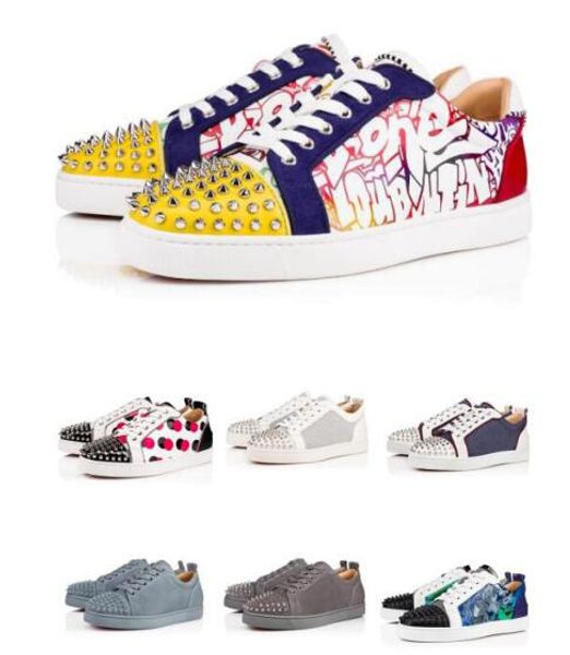 

Style 13 color pike ca ual walking new de ign leather lei ure flat men women red bottom neaker party wedding dre