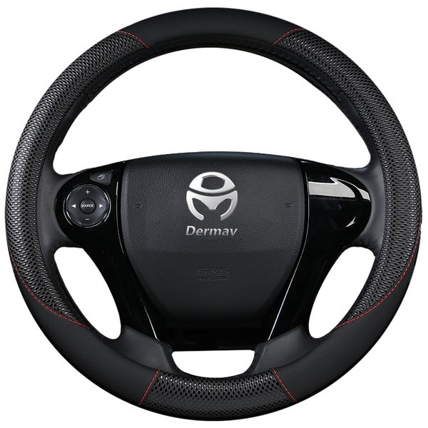 

dermay new leather steering wheel cover 37-38cm massage non-slip for vw lada