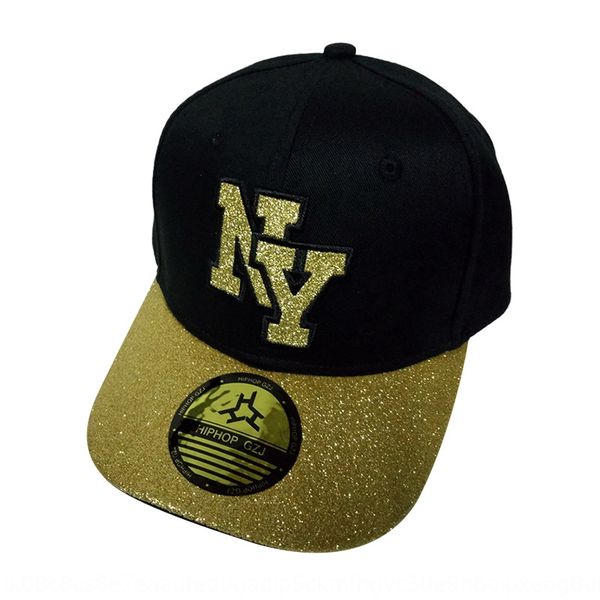 

parent-child hip-hop baseball baseball cap hiphopgzj curvedcap twill embroidery flash gold letter hip-hop hat, Yellow