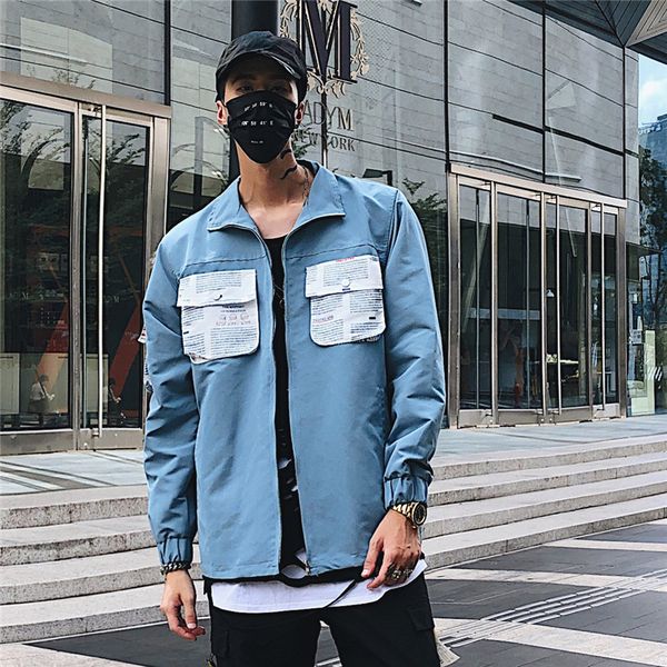 

big pocket jacket hip hop hooded 2019 new men, Black;brown