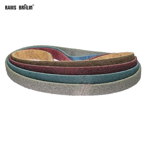 

4 pcs 762*25mm coarse to fine non-woven nylon stretch-proof abrasive sanding belt metal plastic striping deburring