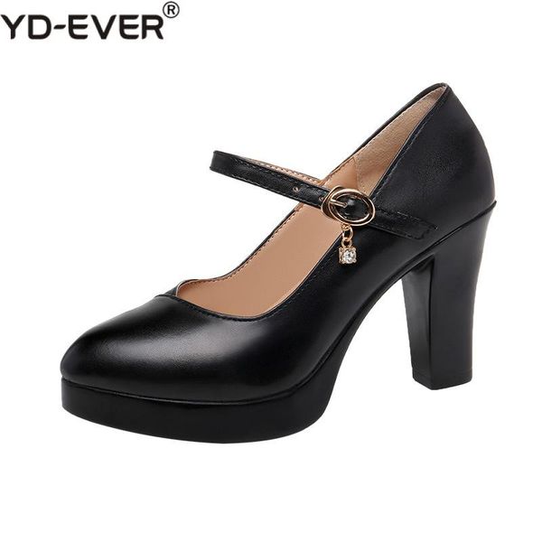 

block heel platform leather shoes women pumps 2020 spring high heels shoes ladies office work black plus size