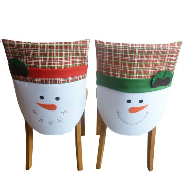 

1pcs christmas decoration chair back cover navidad snowman plaid chair covers christmas ornament for home new year decoration