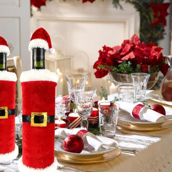 

christmas dinner christmas wine bottle set santa claus button decoration bottle clothing household kitchen decoration